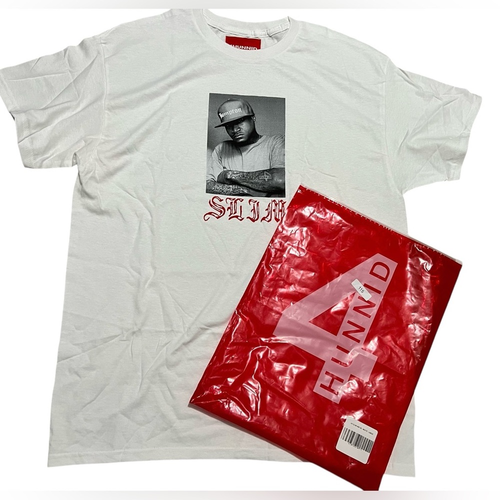 4Hunnid Slim‎ short sleeve white t-shirt top size large